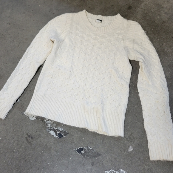 Vintage j crew Cotton-blend bouclé cable-knit sweater women's medium - Picture 1 of 8